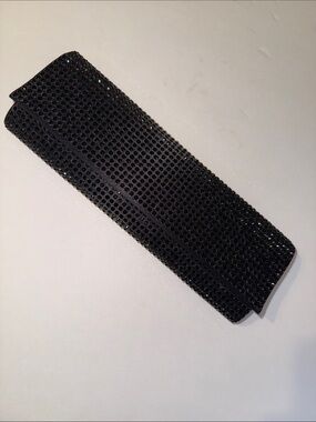EXPRESS Black Rhinestone Satin Handheld Clutch Bag Evening Purse Wedding Glam